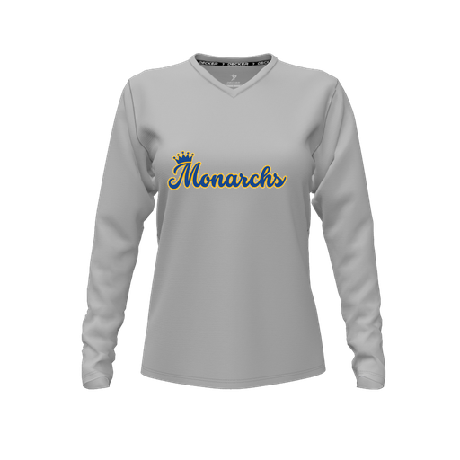 [FTLVCFGY-FYXS-LOGO3] Decker Comfort T-Shirt (Female Youth XS, Gray, V Neck, Logo 3, Long Sleeve)