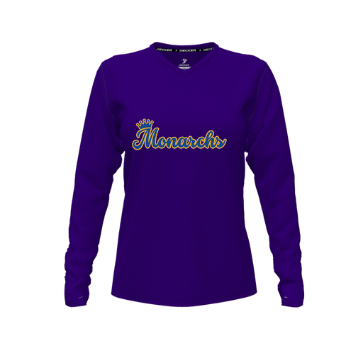 [FTLVCFPP-FYXS-LOGO3] Decker Comfort T-Shirt (Female Youth XS, Purple, V Neck, Logo 3, Long Sleeve)