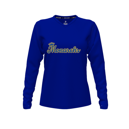 [FTLVPTRY-FYXS-LOGO3] Decker Performance T-Shirt (Female Youth XS, Royal, V Neck, Logo 3, Long Sleeve)