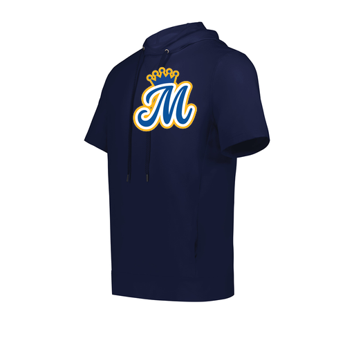 [222505.065.S-LOGO2] Men's Venturs Soft Knit Short Sleeve Hoodie (Adult S, Navy, Logo 2)